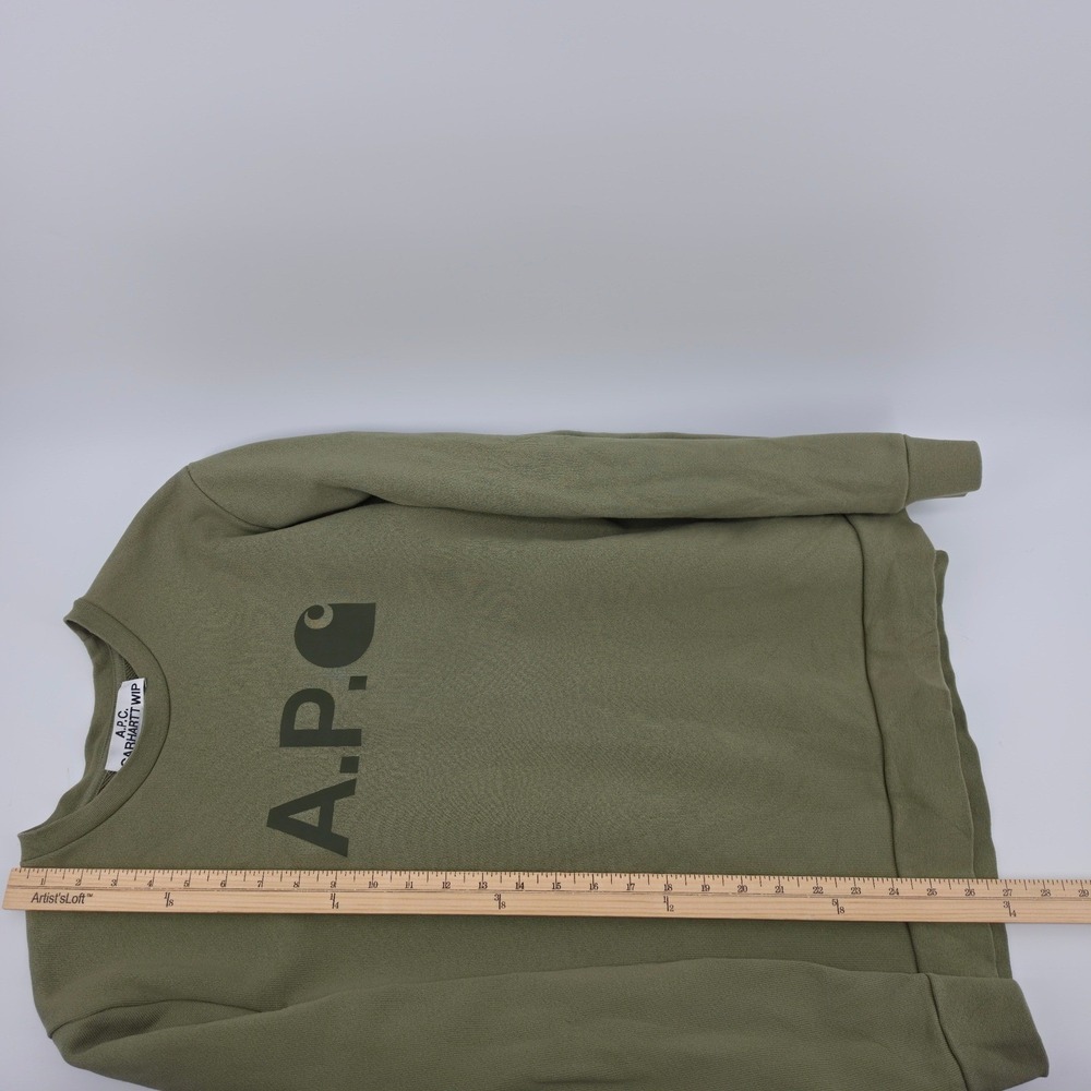 A.P.C. x Carhartt WIP Logo Sweatshirt Olive Green Mens Large H27596 - Picture 7 of 7
